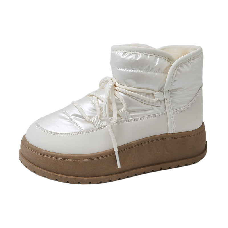 Fleece-lined High-top Snow Boots Female Insulated Cotton-padded Shoes