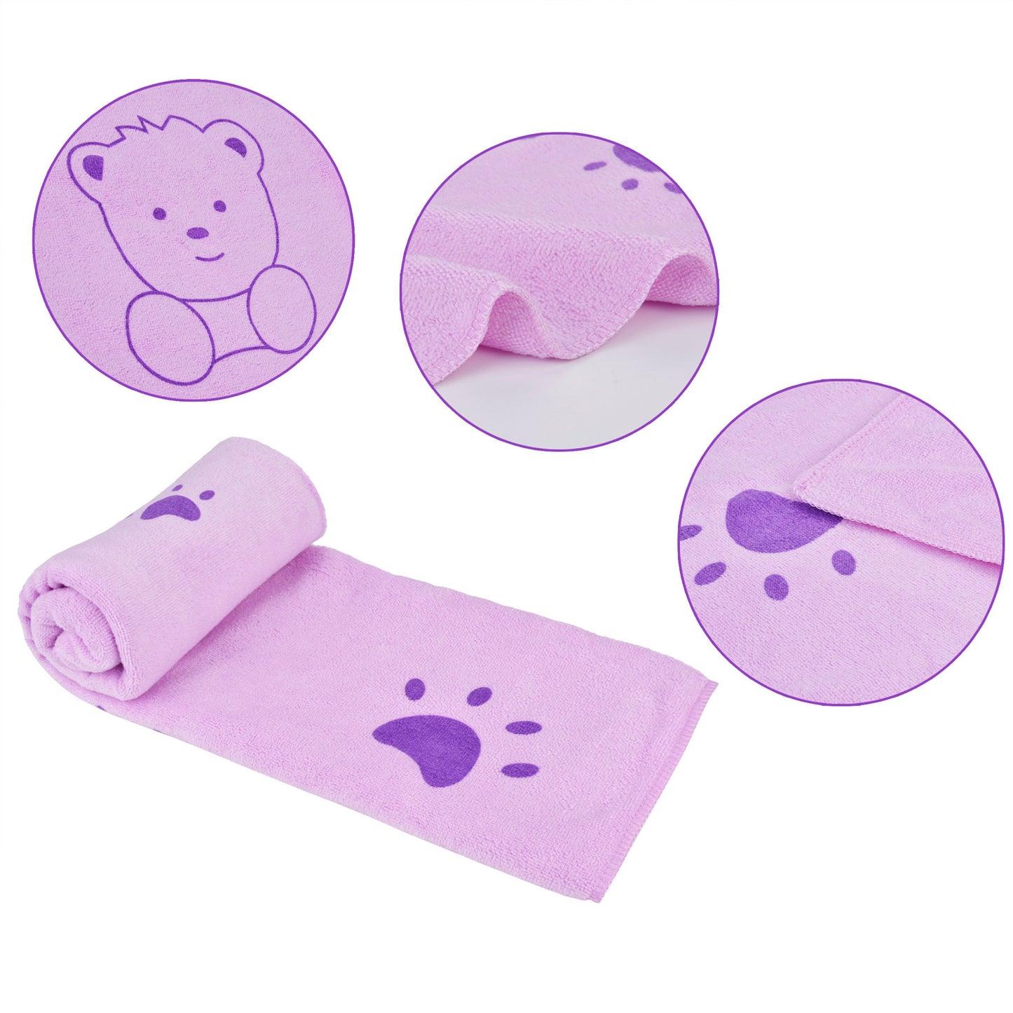 Soft Absorbent Cartoon Print Embossed Bath Towel