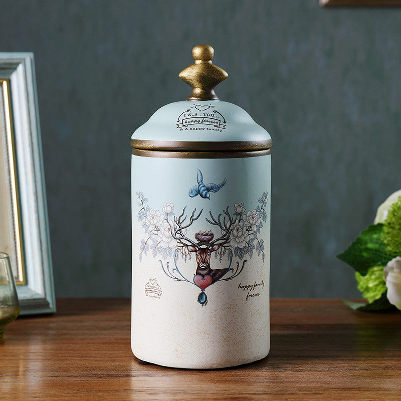 European Style Ceramic Storage Jar Decoration Home Creative With Lid