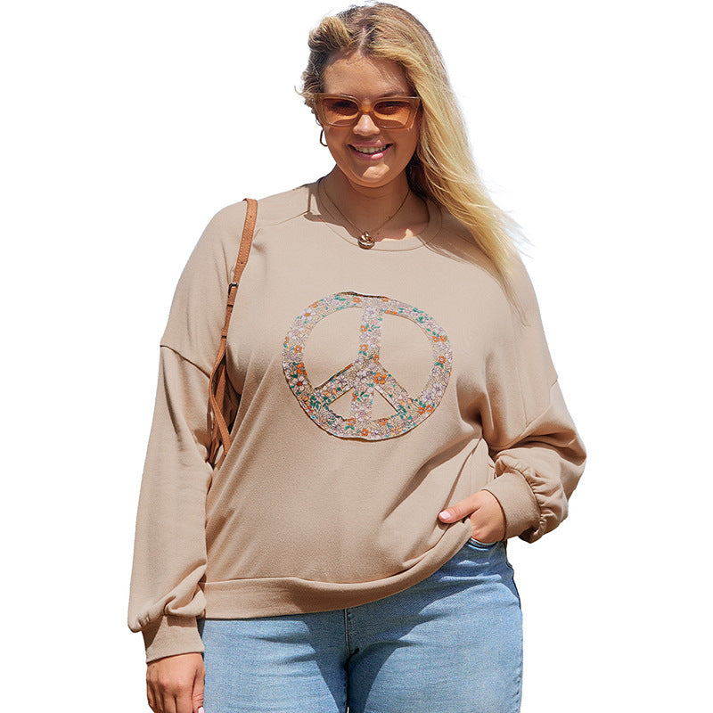 Women's Round Neck Sweater European And American Personalized Trendy Printed Long Sleeve