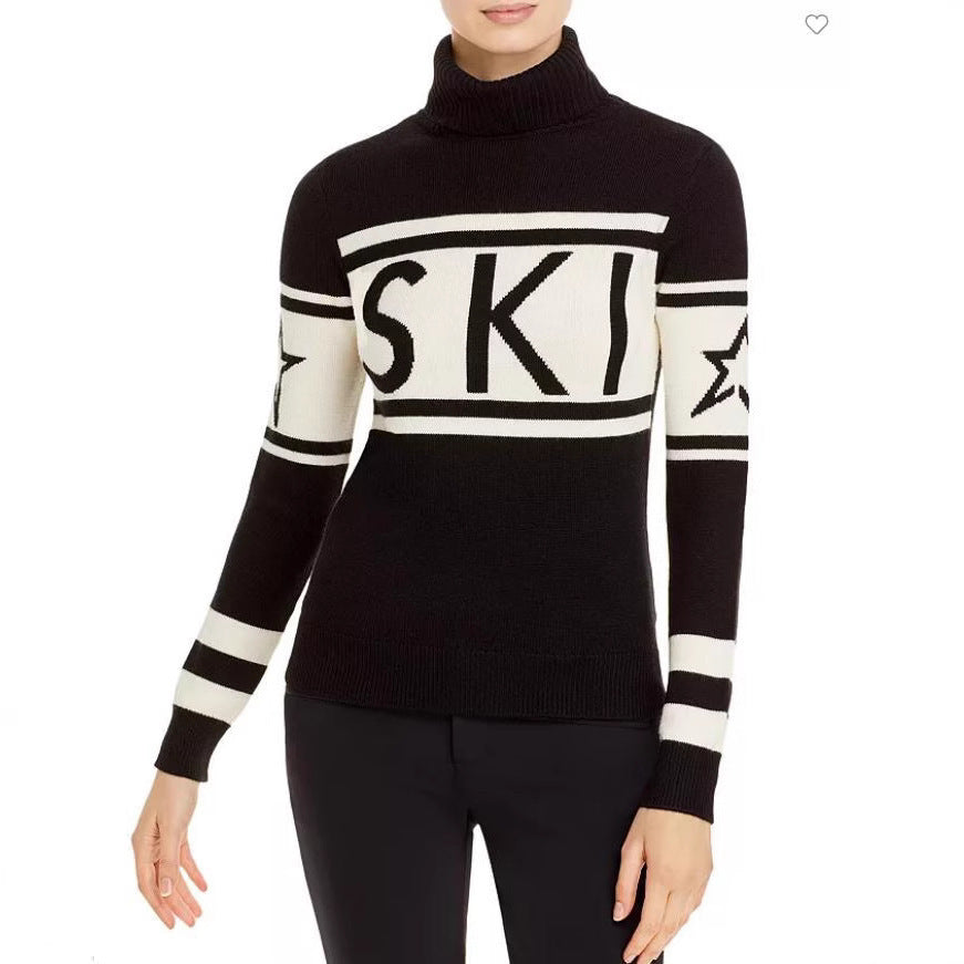 American-style Slim-fit Printed Turtleneck Sweater