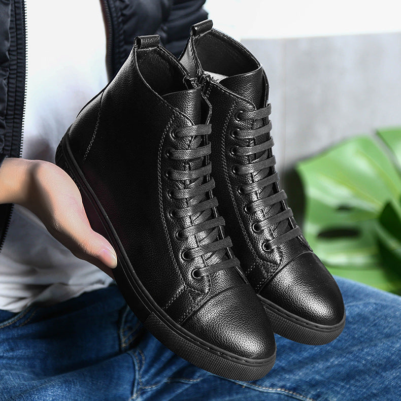 Men's Plus Size High Top Black Sneakers