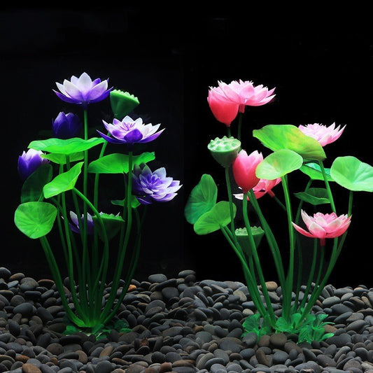 Fish Tank Landscaping Lotus Flowers Water Plants And Simulated Plants