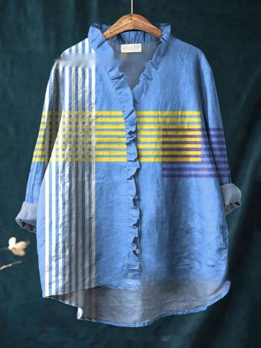Loose Print Crew Neck Casual Plus Size Women's T-shirt