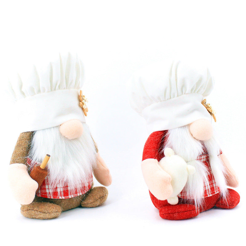 New Christmas Faceless Doll Gnome Chef Ornament