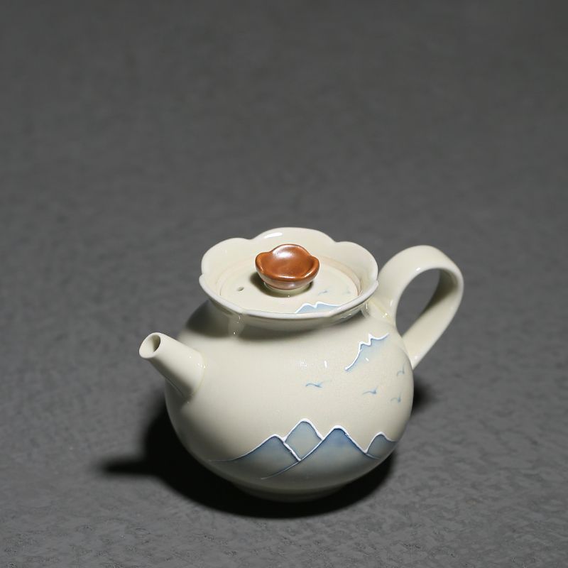 Household Grass And Wood Gray Hand-painted Landscape Underglaze Porcelain Chinese Teapot