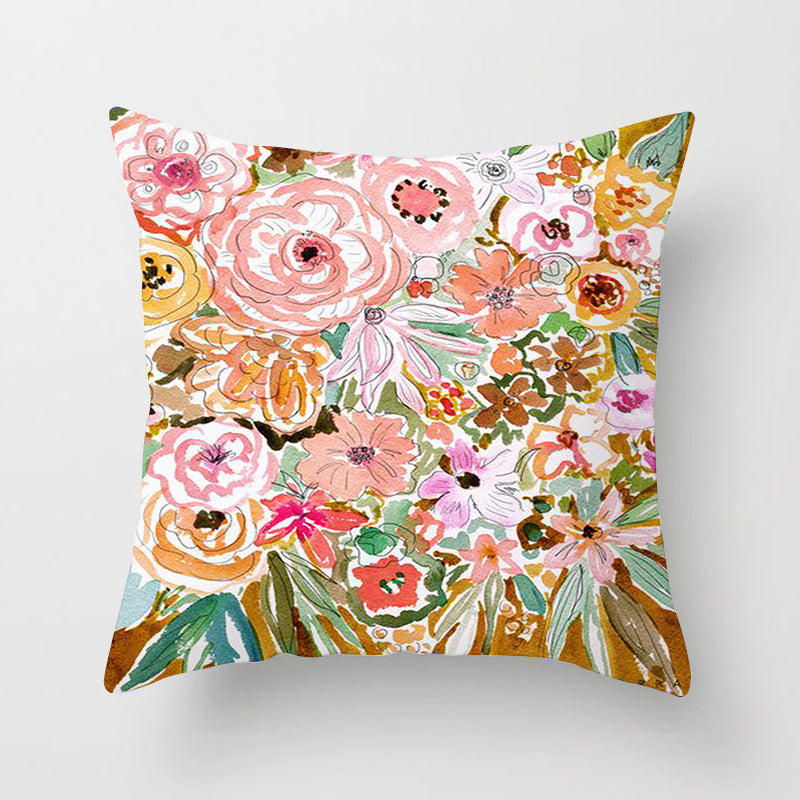 Home Decor Living Room Sofa Graffiti Flower Print Pillowcase