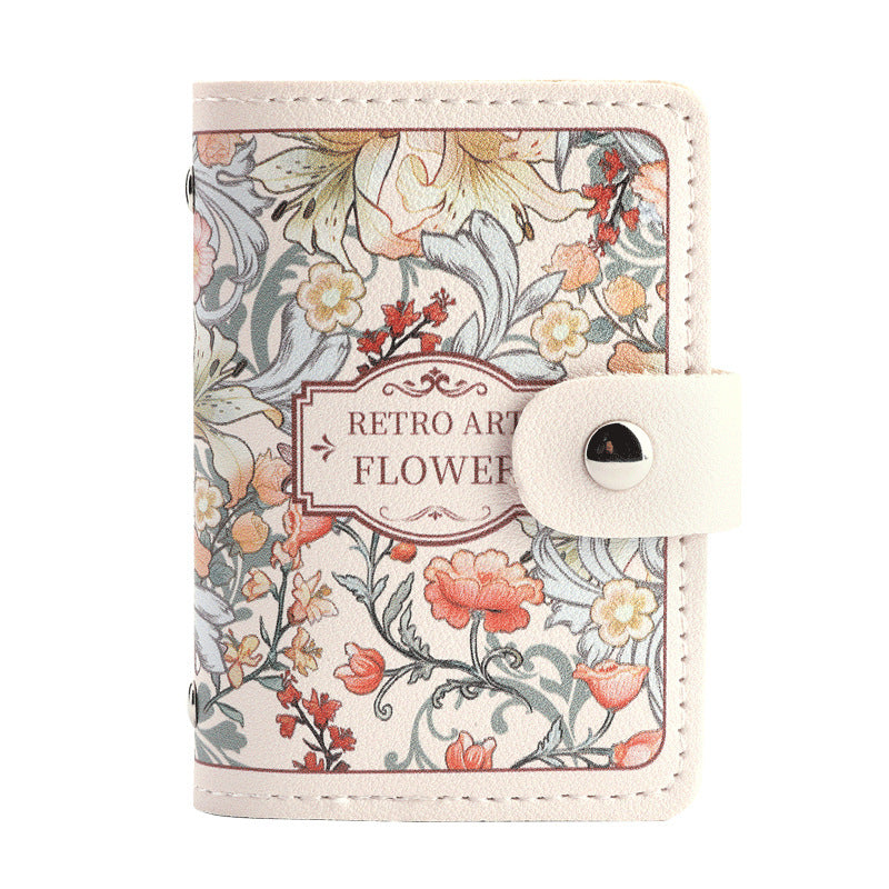 Women's Flower Oil Painting Retro Style Large Capacity Card Holder