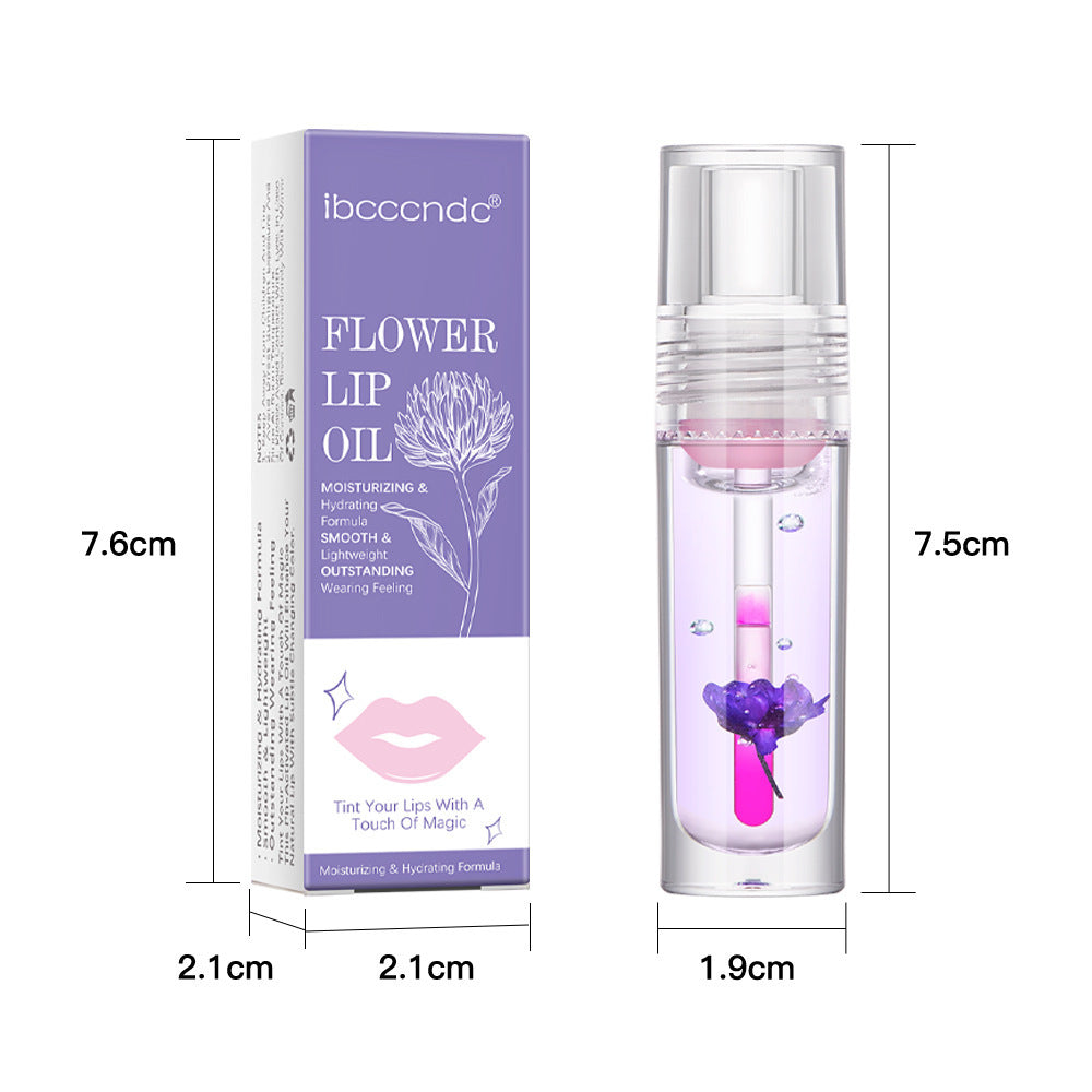 Flower Color Changing Lip Oil Moisturizing Jelly Lipgloss Clear Temperature Change Liquid Lipstick Reduce Lip Line Make Up