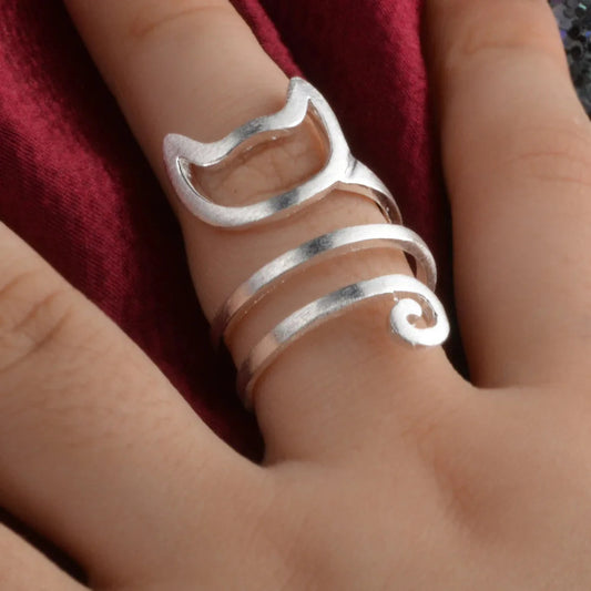 Winding Hook Knitted Sweater Cat Ring Simple Ring