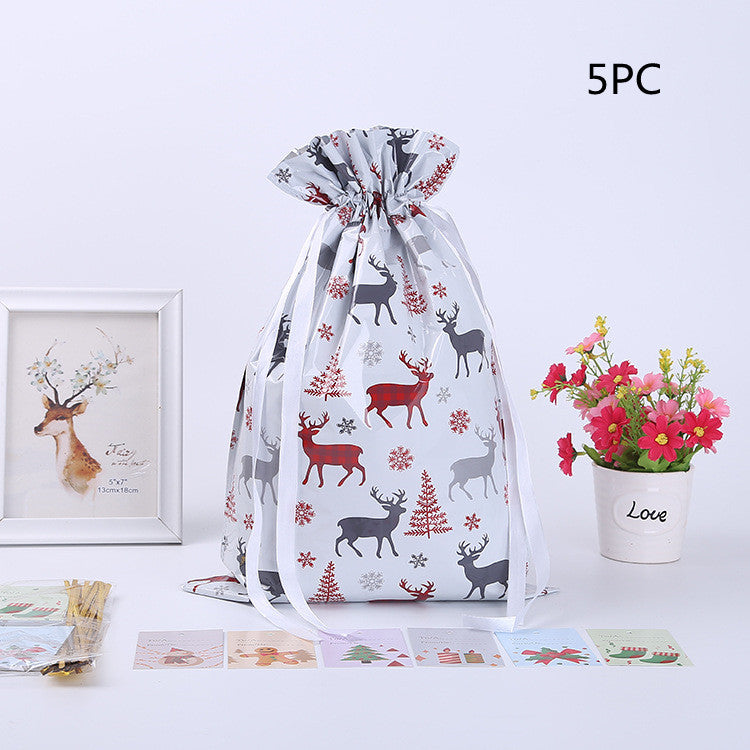 Christmas Gift Wrapping Bag Drawstring Decoration