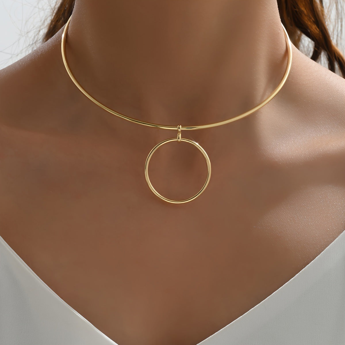 Metal Circle Collar Gold And Silver Elegant Personality