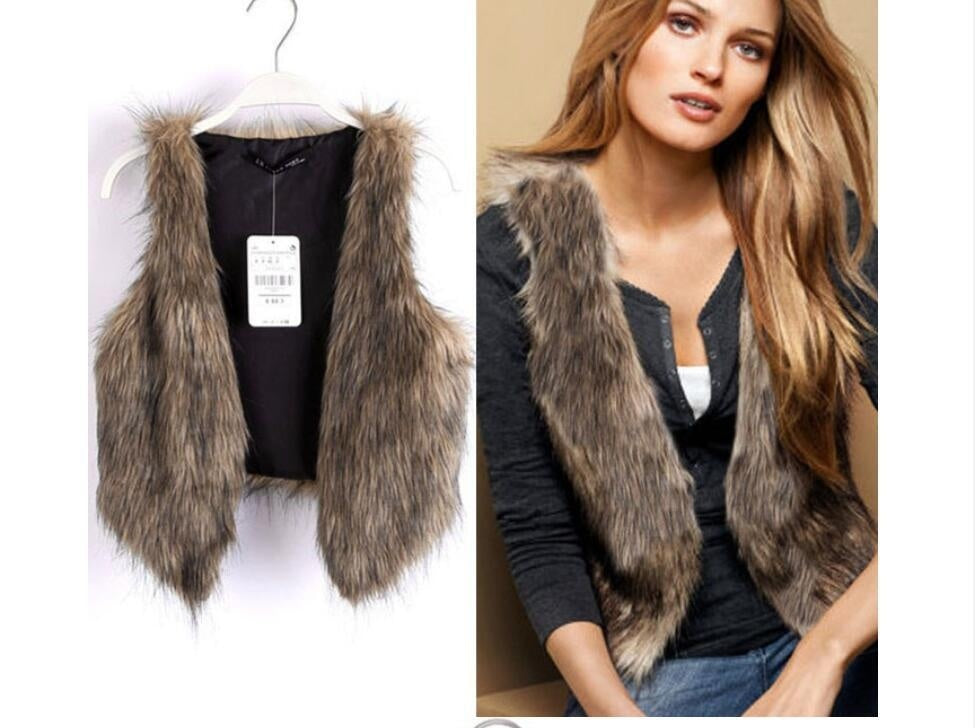 European And American Fashion Solid Color Artificial Fur Fox Fur Vest