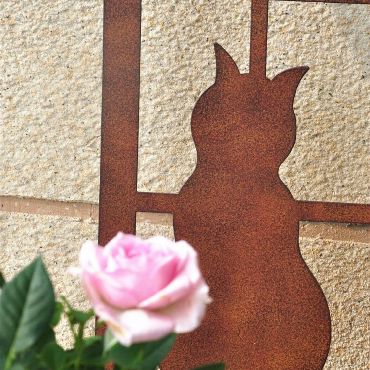 Garden Decoration Outdoor Wrought Iron Cat Window Pendant