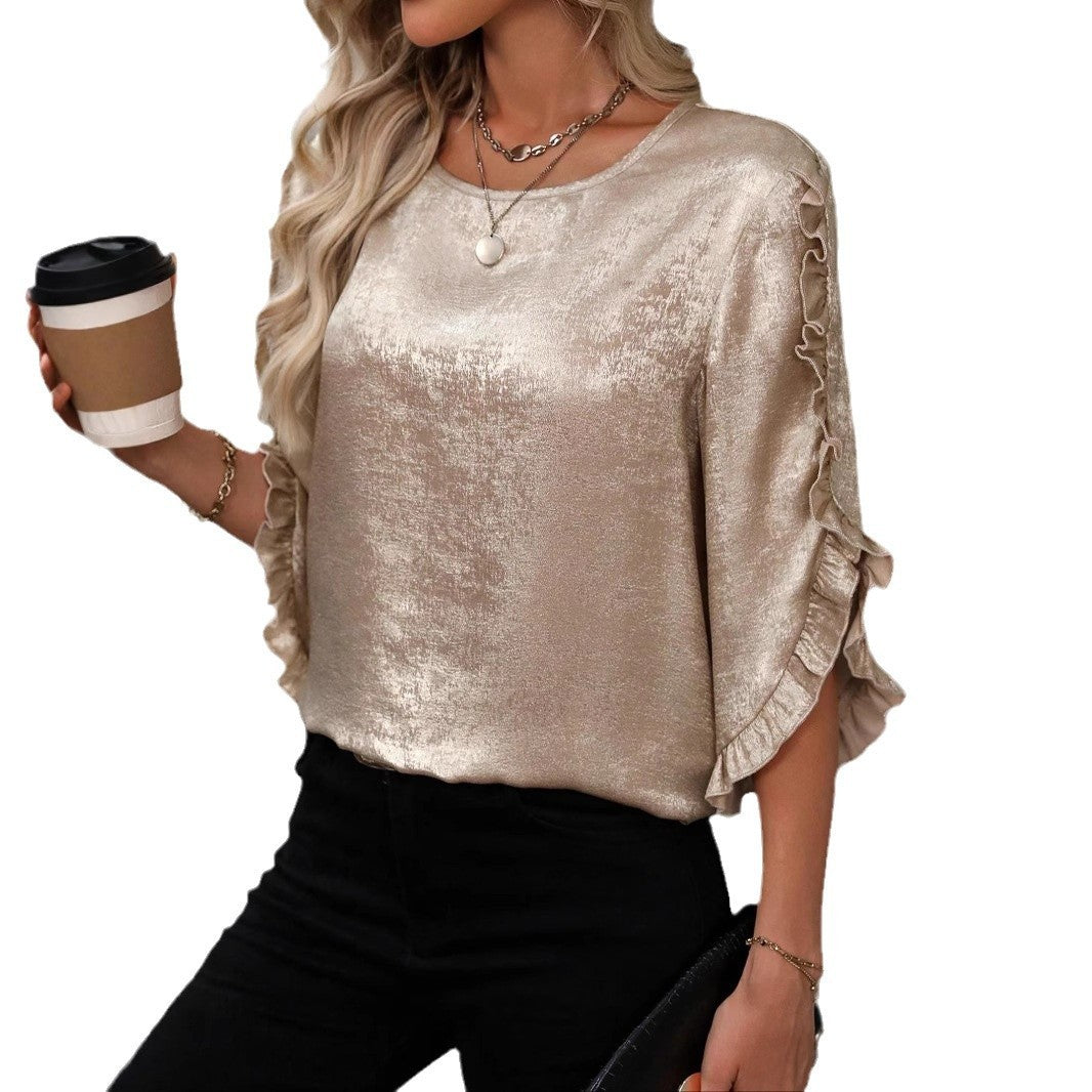 Women's Ruffle Sleeve Casual Shirt