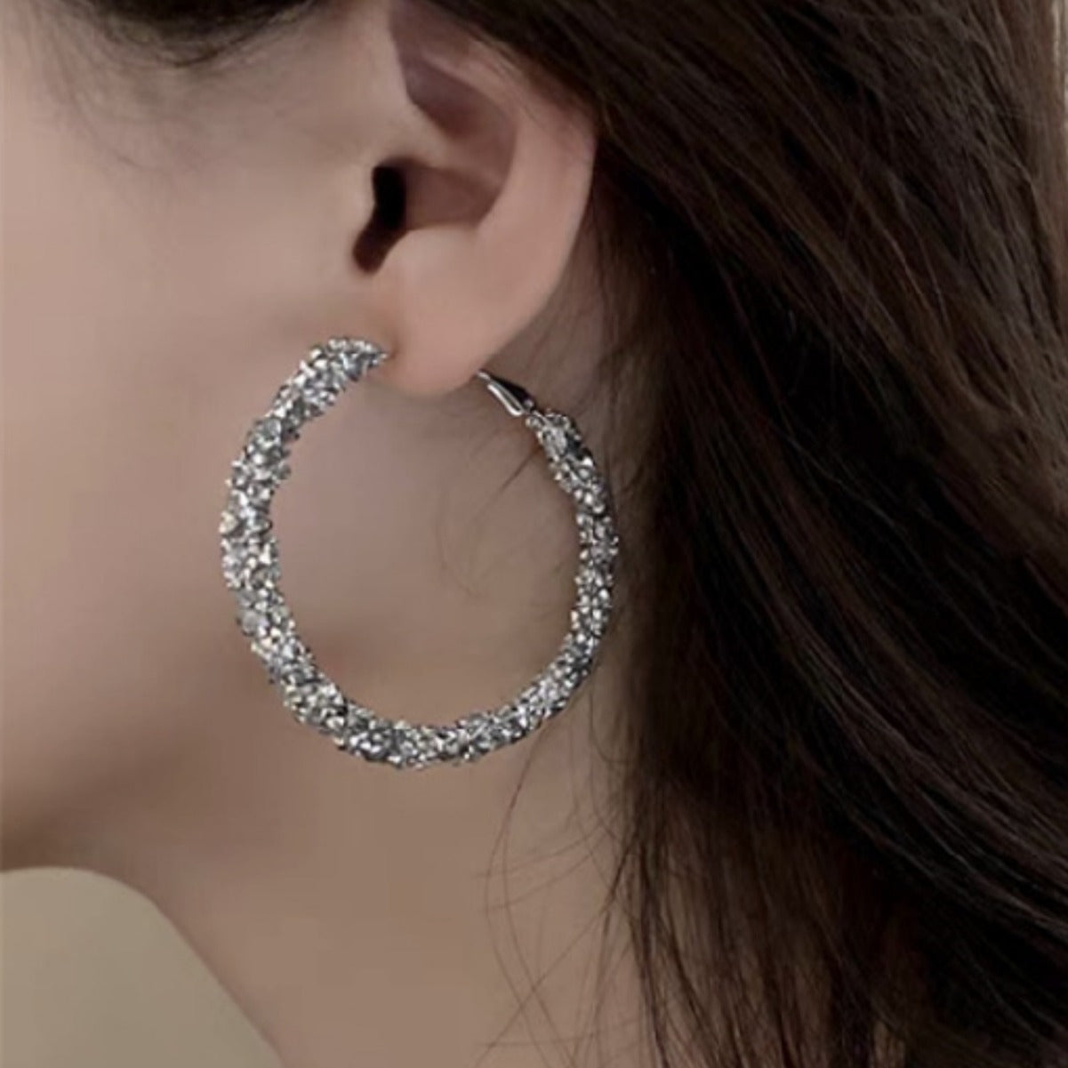 Big Circle Earrings Full Diamond Fashion Temperament