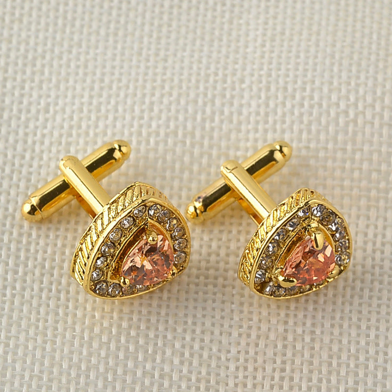 Men's Shirt Cufflinks Triangle Crystal French Diamond