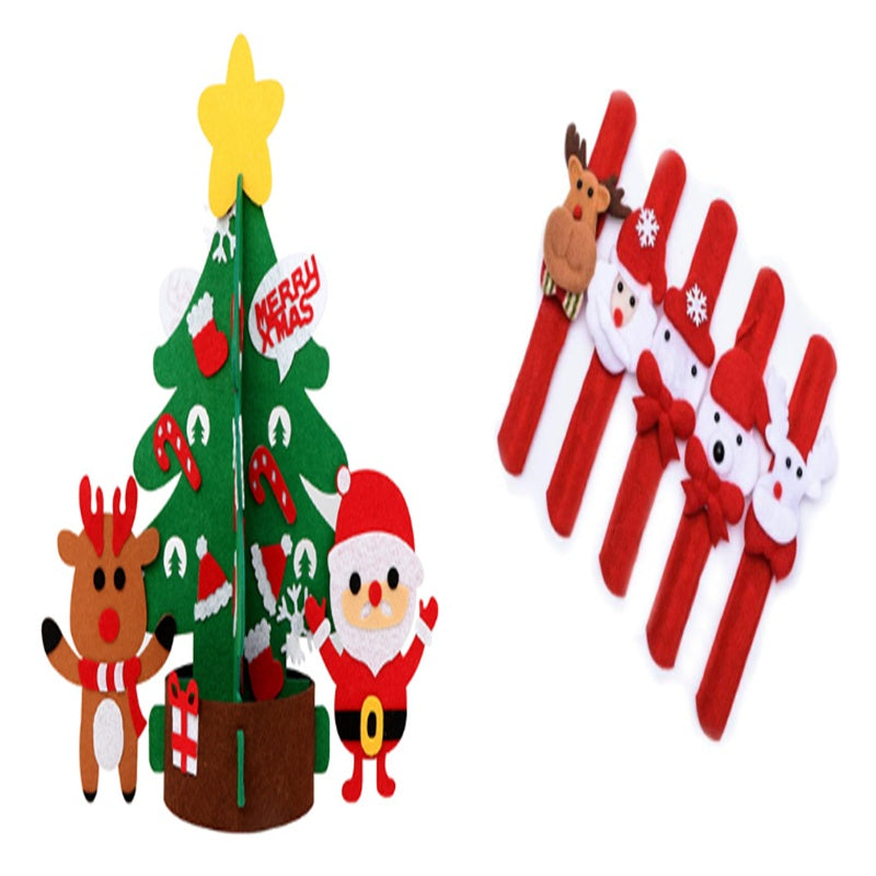 DIY Felt Christmas Tree New Year Toddler Kids Handmade Gift Toys Door Wall Hanging Ornaments Holiday Party Home Decor Set