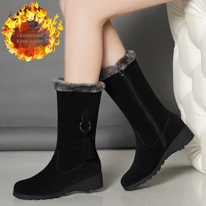 Long Furry Mouth Fleece-lined Martin Boots Autumn And Winter New