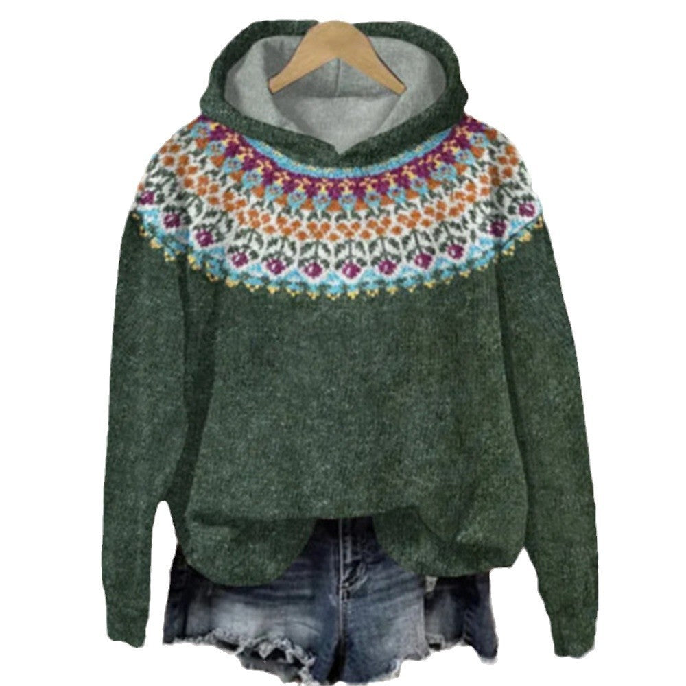 Women's Printed Wear Crew Neck Casual Sweater