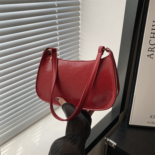 Fashion Underarm Bag Retro Simple Textured One-shoulder Bag