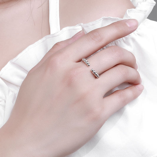 S925 Silver Rotatable Ball Ring Women